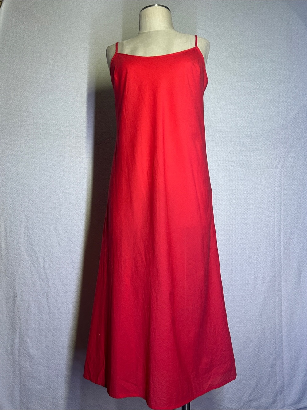 “J Crew” Red Slip Maxi Dress with Spaghetti Straps